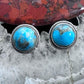 Native American Sterling Silver Rounded Turquoise Stud Earrings For Women