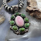 Native American Sterling Silver Sonora Gold Turquoise & Pink Conch Cluster Pendant For Women