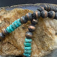 Southwestern Style Copper 8mm Round Navajo Pearl Beades &Turquoise Disk Necklace For Women