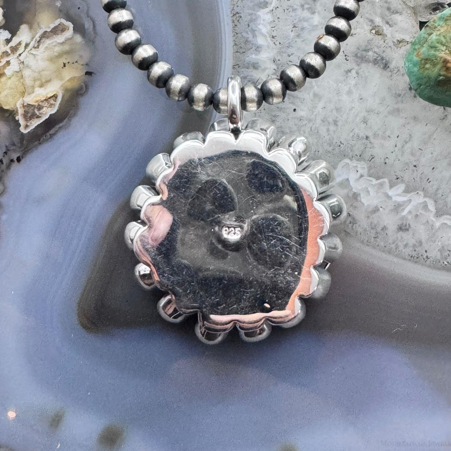 Sterling Silver Fashion Electroform Rounded Petals Flower Pendant- Taxco Mexico