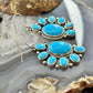 Native American Sterling Silver Turquoise Cluster Dangle Earrings For Women