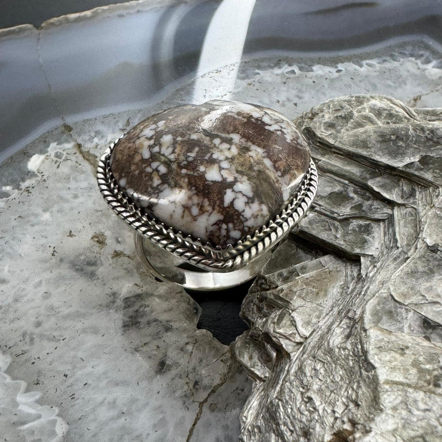 Sterling Silver Southwestern Style Wild Horse Heart Shape Ring Size 8 For Women