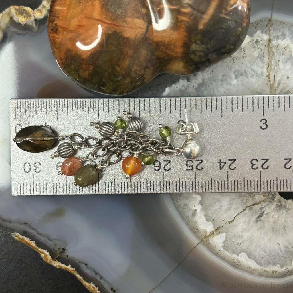 Carolyn Pollack Sterling Silver Multi Stone Dangle Earrings For Women