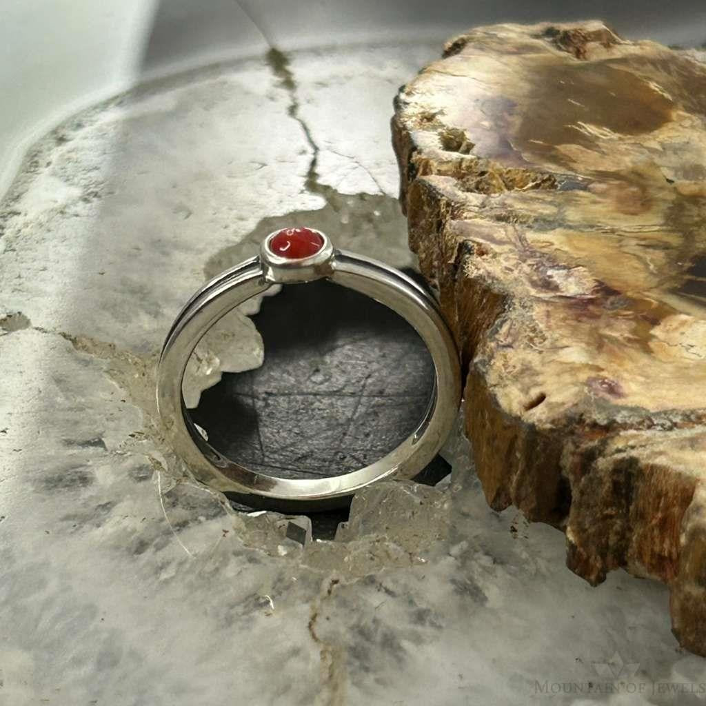 Carolyn Pollack Sterling Silver Rounde Small Red Jasper Ring Size 8 For Women
