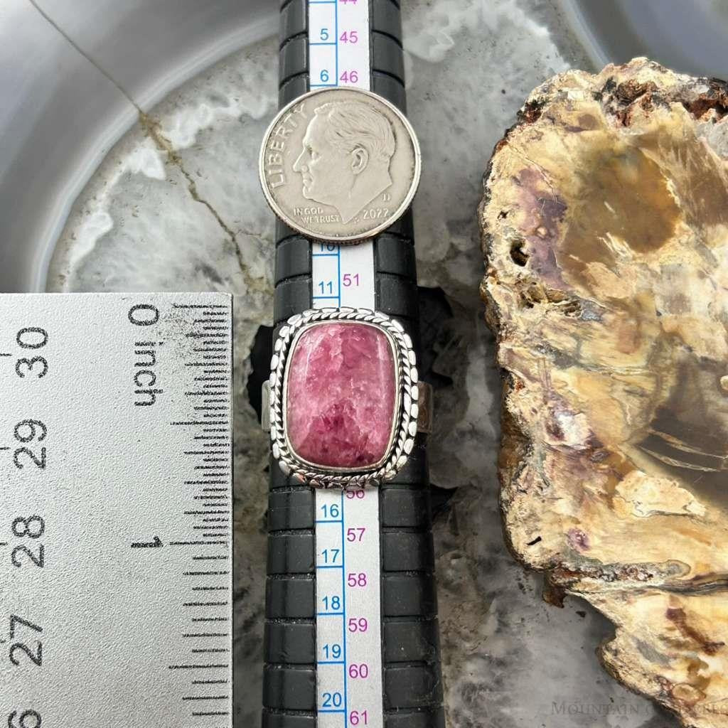 Sterling Silver Southwestern Style Rectangle Thulite Ring Size 7 For Women