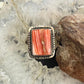 Native American Sterling Silver Orange Spiny Oyster Bar Ring Size 8.25 For Women
