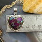 Sterling Silver Southwestern Style Purple Dahlia Heart Pendant For Women