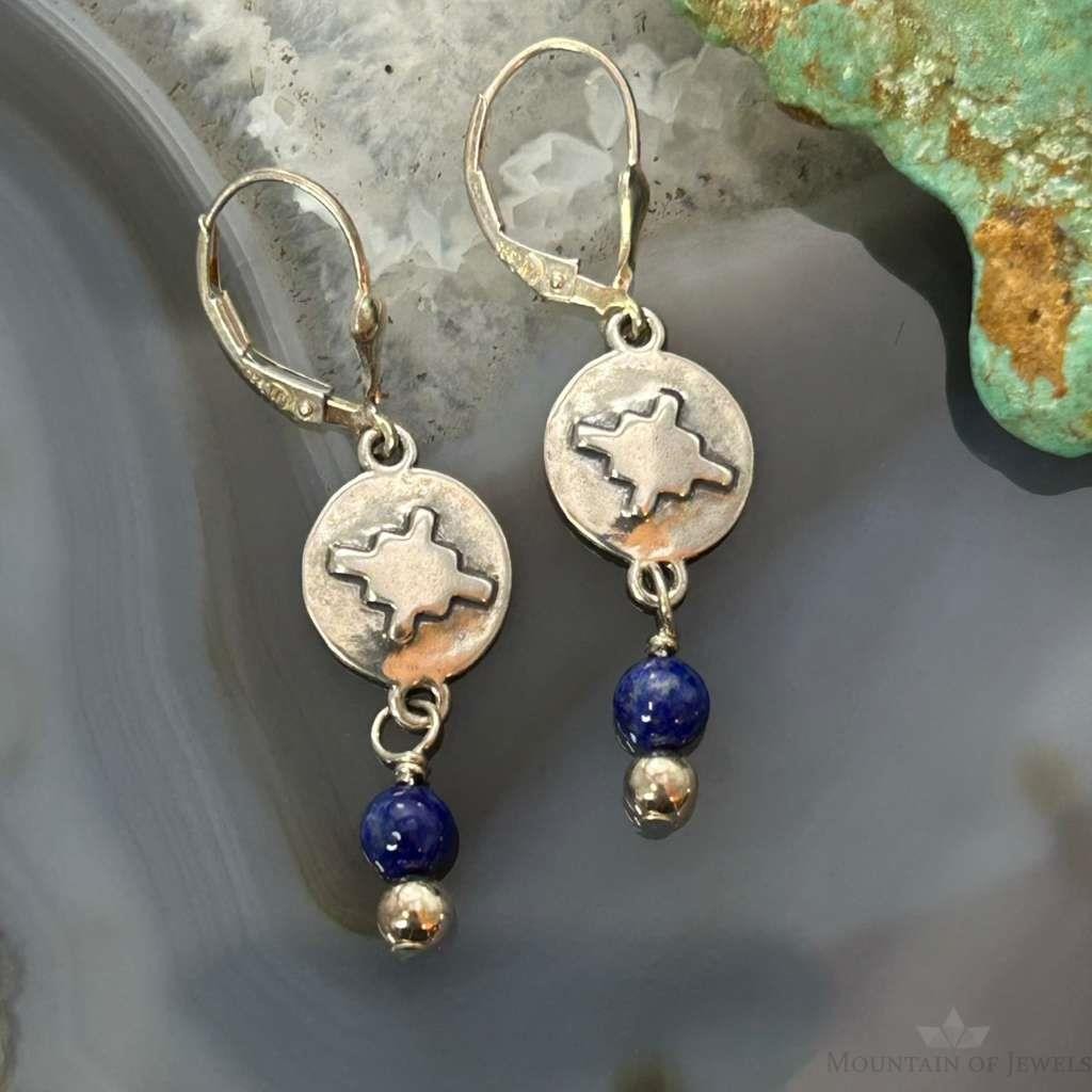 Carolyn Pollack Sterling Silver Lapis & Zia Symbol Dangle Earrings For Women