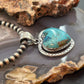 Sterling Silver Southwestern Style Chrysocolla Decorated Heart Pendant For Women