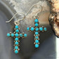 Sterling Silver Southwestern Style Turquoise Cross Dangle Earrings For Women