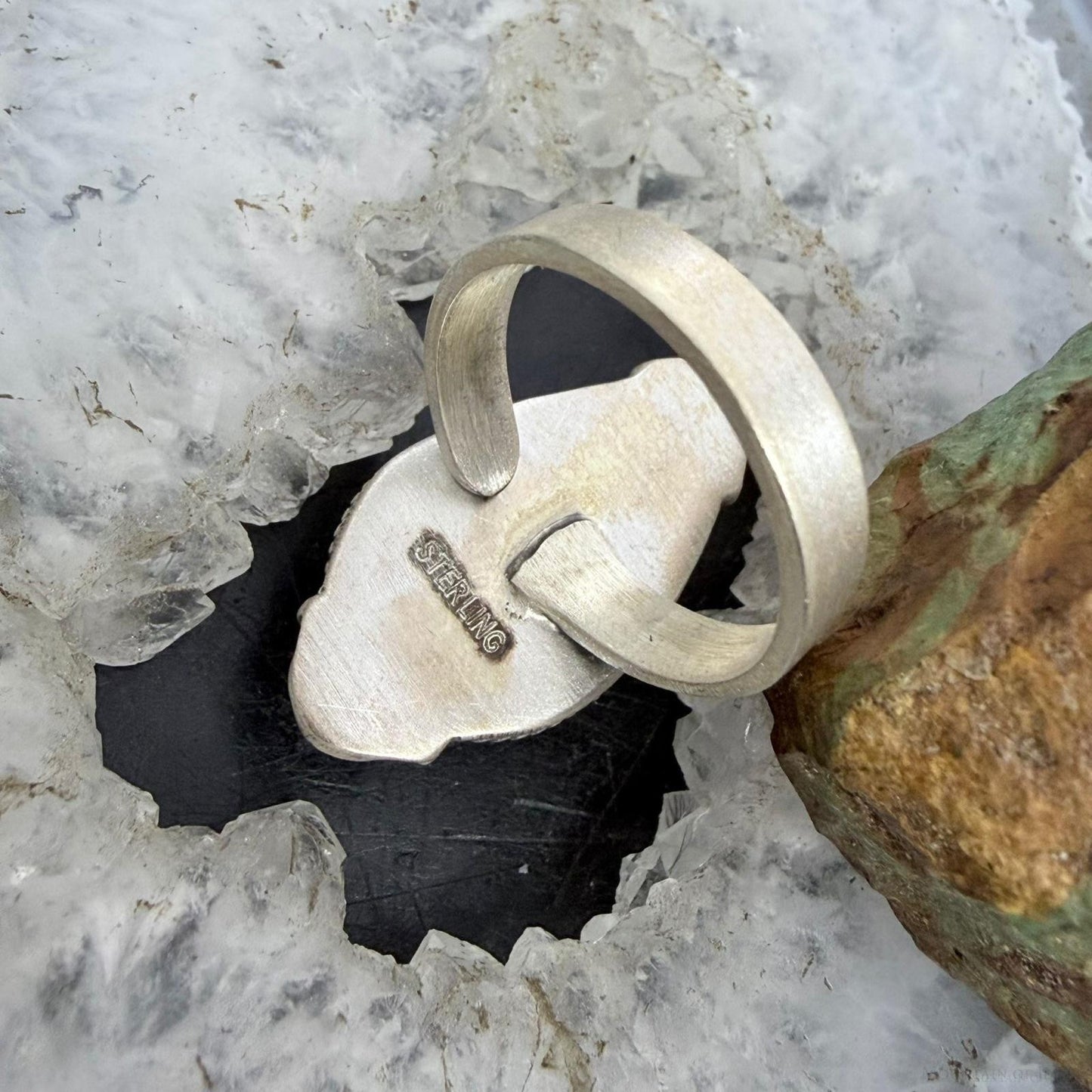 Sterling Silver Southwestern Style Teardrop Kingman Turquoise Adjustable Ring