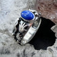 Jody Naranjo Sterling Silver Oval Denim Lapis Petroglyph Band Ring For Women