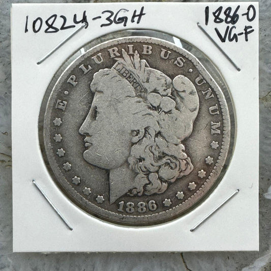 1886-O US 90% Morgan Silver Dollar VG-F #10824-3GH