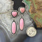 Native American Sterling Silver Pink Conch Heart & Oval Dangle Earrings For Women