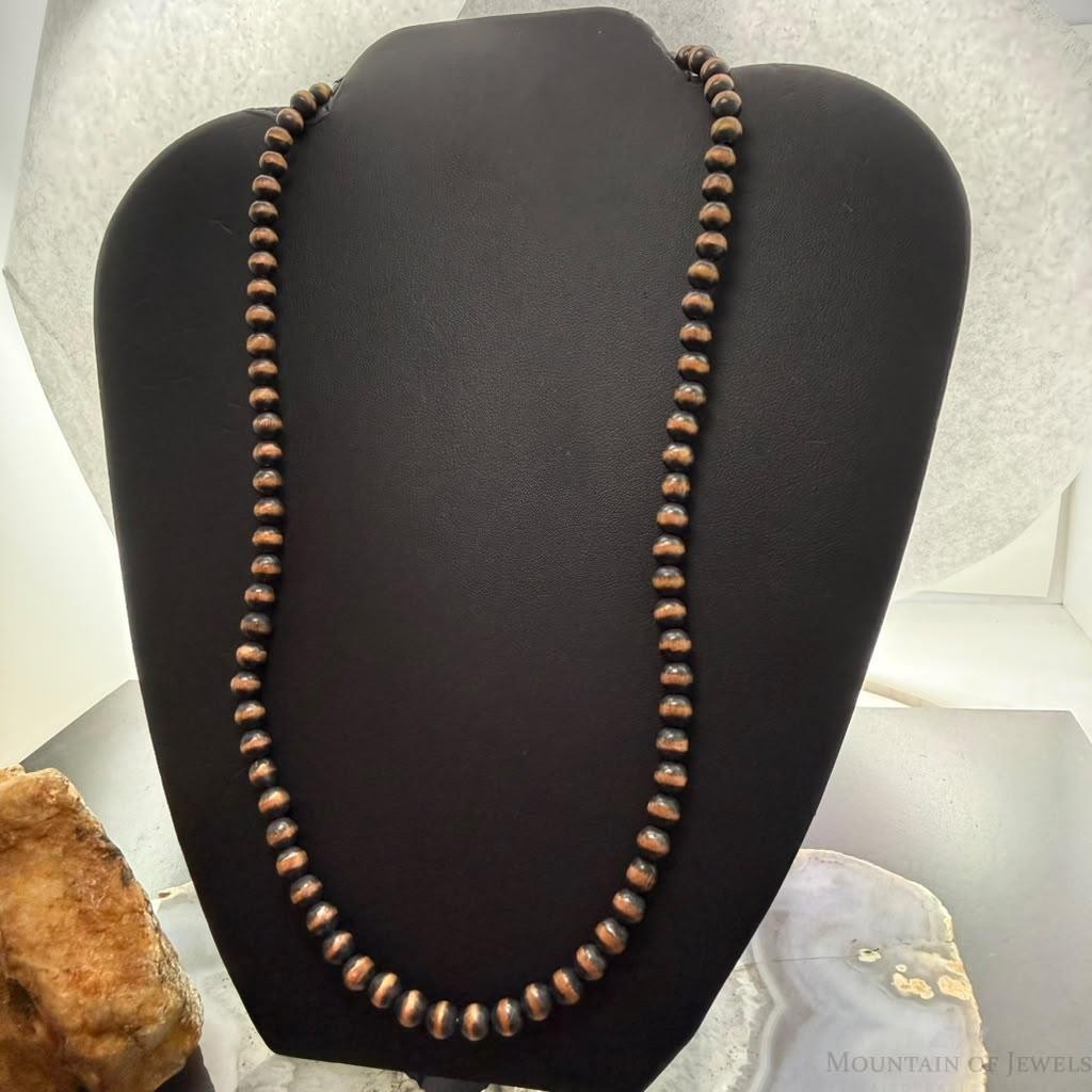 Copper Navajo Pearl Beads 6 mm Length 20"-24" Necklace For Women