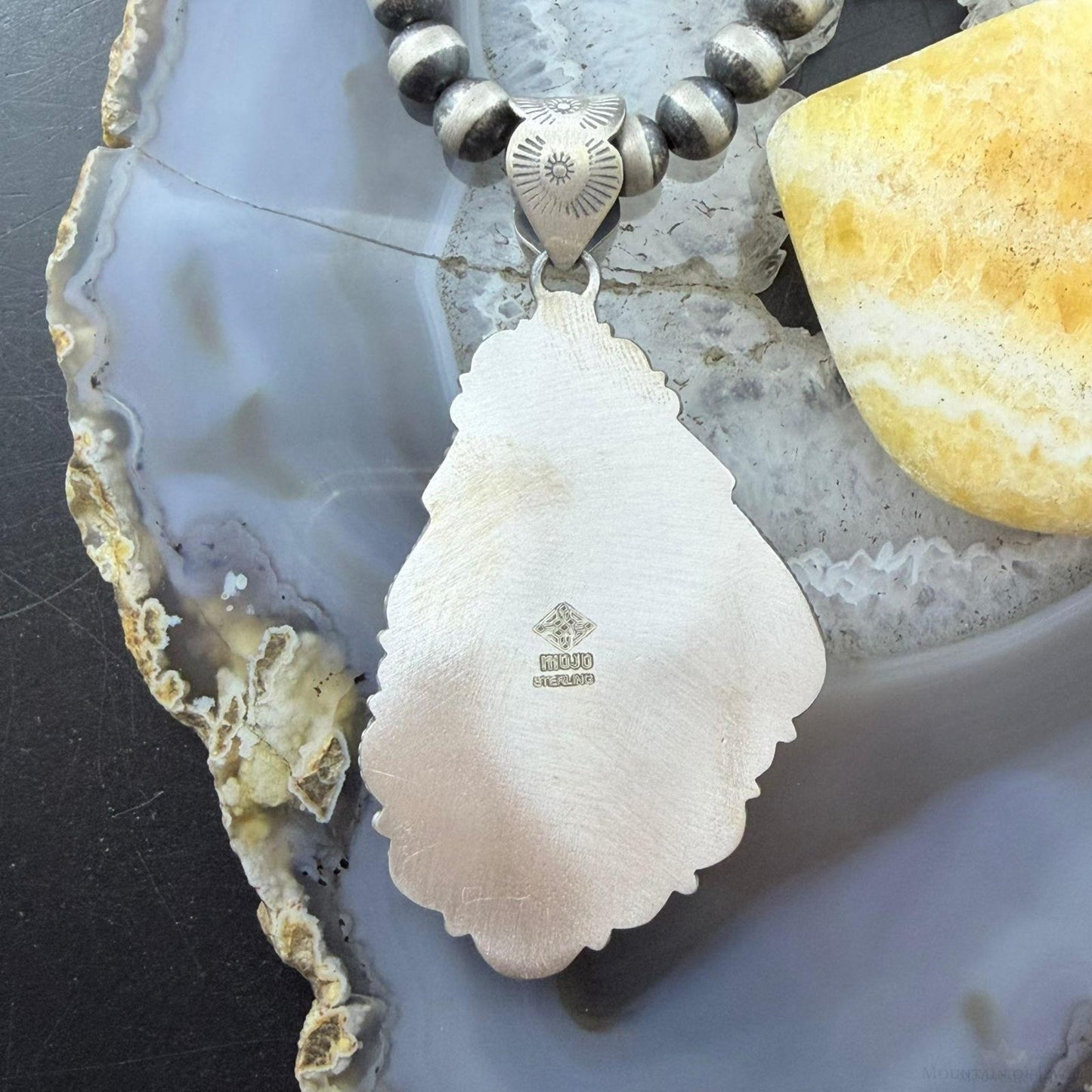 Sterling Silver Southwestern Style Dendritic Jasper & Turquoise Pendant For Women