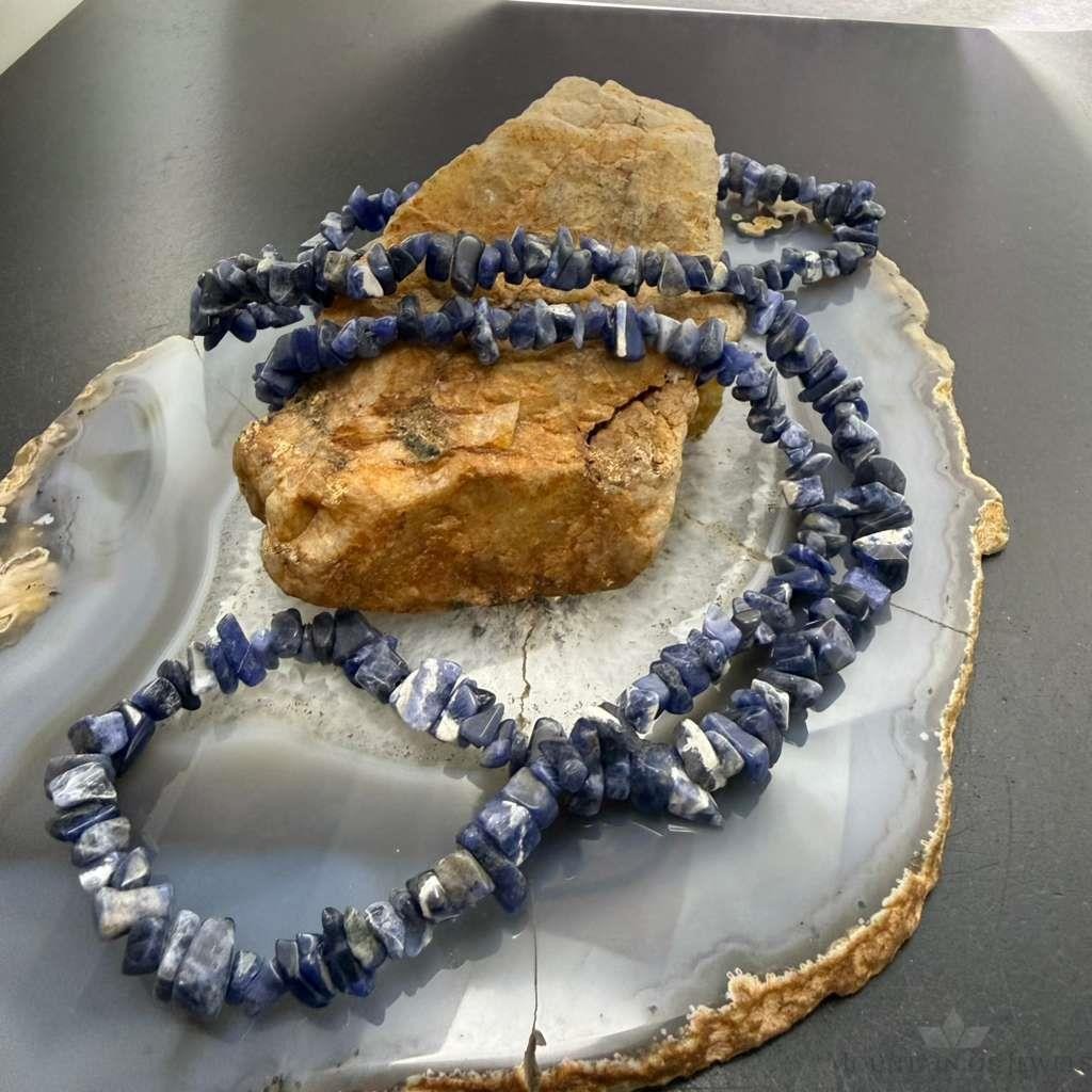 Denim Lapis Natural Beads 34" Necklace For Women