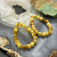 Sterling Silver 6mm Rounded Golden Tiger's Eye Hoop Dangle Earrings For Women