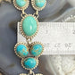 Sterling Silver Southwestern Style KingmanTurquoise Lariat Cluster 23" Necklace For Women