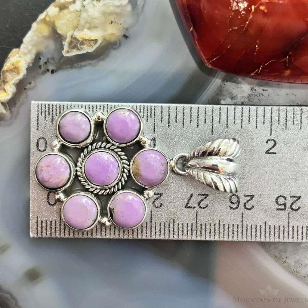 Native American Sterling Silver Phosphosiderite Decorated Cluster Pendant For Women