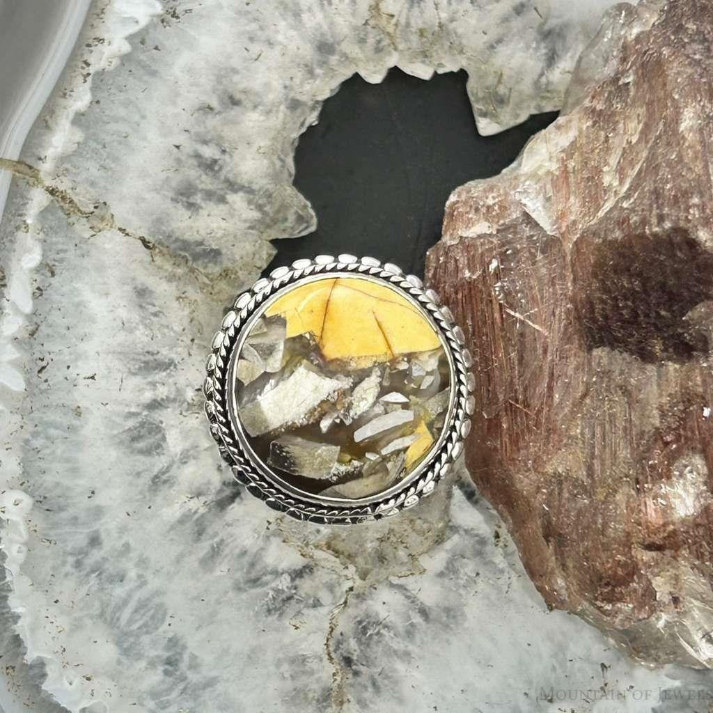 Sterling Silver Southwestern Style Round Mookaite Jasper Ring Size 7.5 For Women