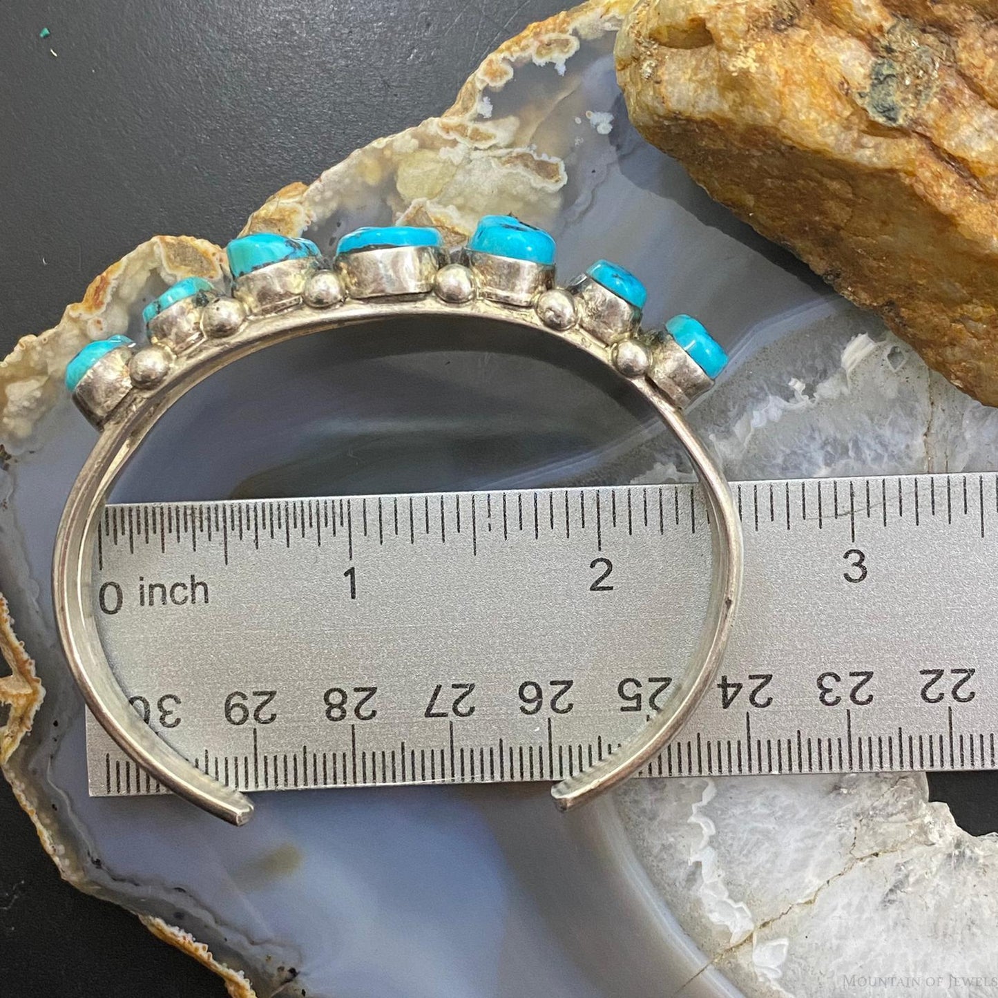 Ramona Loloma Vintage Native American Sterling Silver Graduated Turquoise Cuff