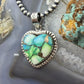 Sterling Silver Southwestern Style Mohave Green Turquoise Heart Pendant For Women