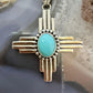 Sterling Silver Southwestern Style Oval Turquoise Unisex Zia Pendant