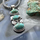 Sterling Silver Southwestern Style 3 Oval Turquoise Decorated Pendant For Women