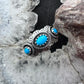 Carolyn Pollack Sterling Silver 3 Sleeping Beauty Turquoise Ring Size 4.25 For Women