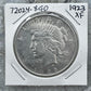 1923 90% US Peace Silver Dollar XF #72024-8GO