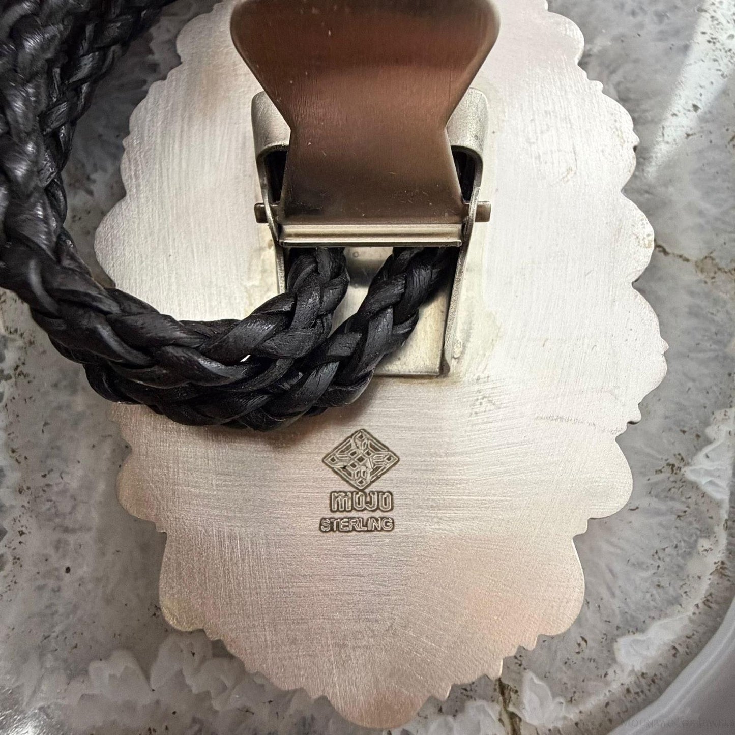 Sterling Silver Southwestern Style Oval Large Maligano Jasper Bolo Tie For Men