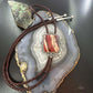 Sterling Silcer Southwestern Style Large Snake Skin Jasper Decorated Bolo Tie For Men