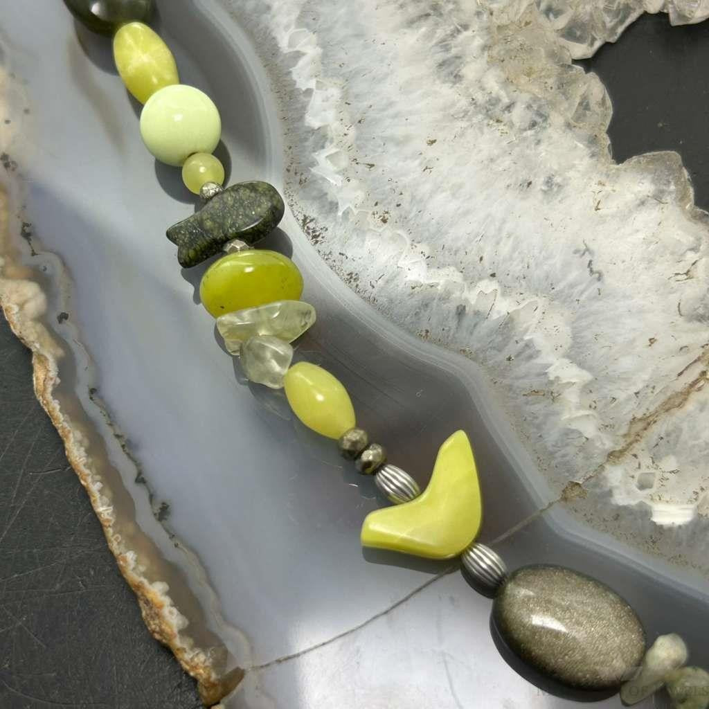 Carolyn Pollack Sterling Silver Serpentine & Prehnite Bead Necklace For Women