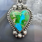 Sterling Silver Southwestern Style Sonora Gold Turquoise Heart Pendant For Women