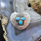 Dino E. Vintage Sterling Silver Turquoise Stamped Heart Slide Pendant For Women