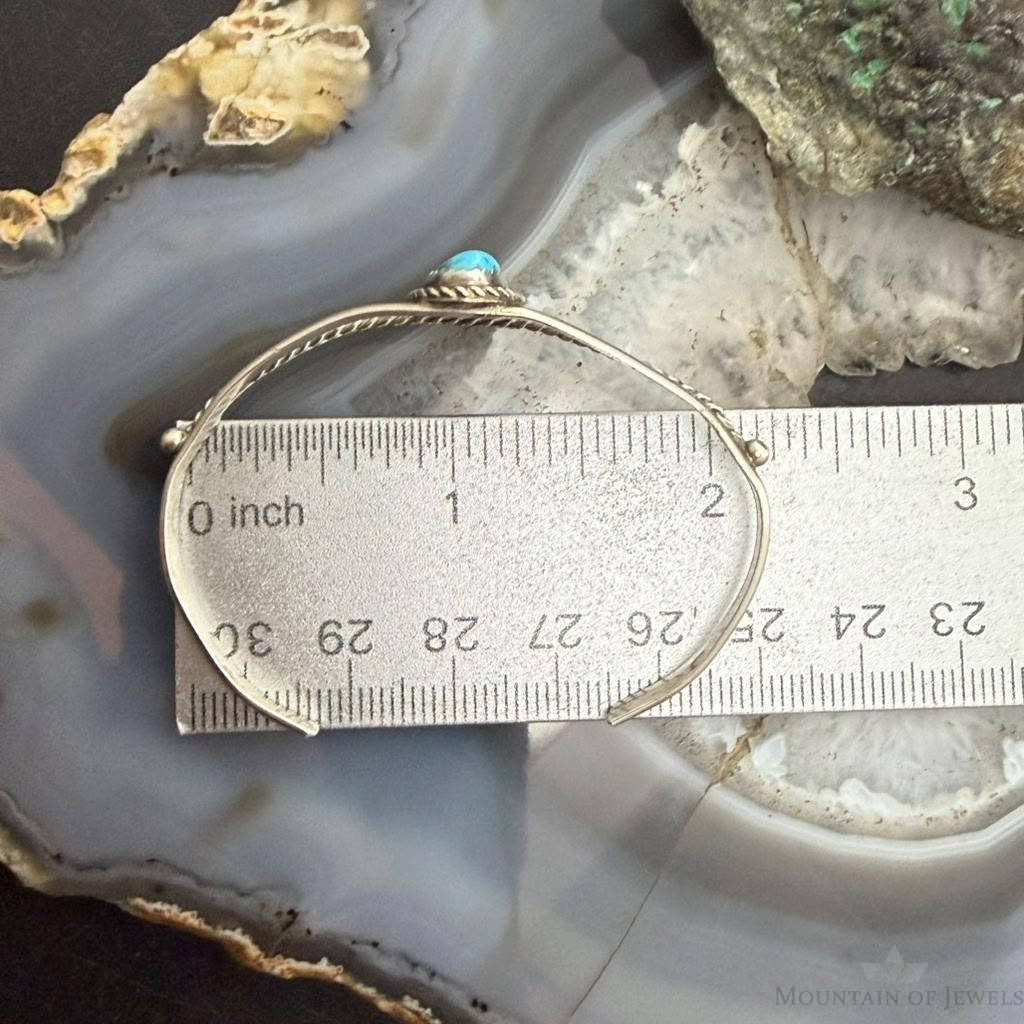 Vintage Native American Silver Natural Turquoise Split Shank Bracelet For Women