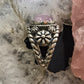 Carolyn Pollack Sterling Silver Oval Rose Quartz Decorated Ring Sz 7.5 For Women