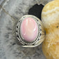 Native American Sterling Oval Pink Conch Decorated Shield Ring Size 11.75 For Men