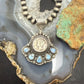Sterling Silver Southwestern Style 1945 Mercury Dime & Golden Hill Turquoise Pendant