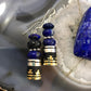 Tommy & Rosita Singer Sterling Silver & GF Barrel and Lapis Lazuli Bead Dangle Earrings For Women