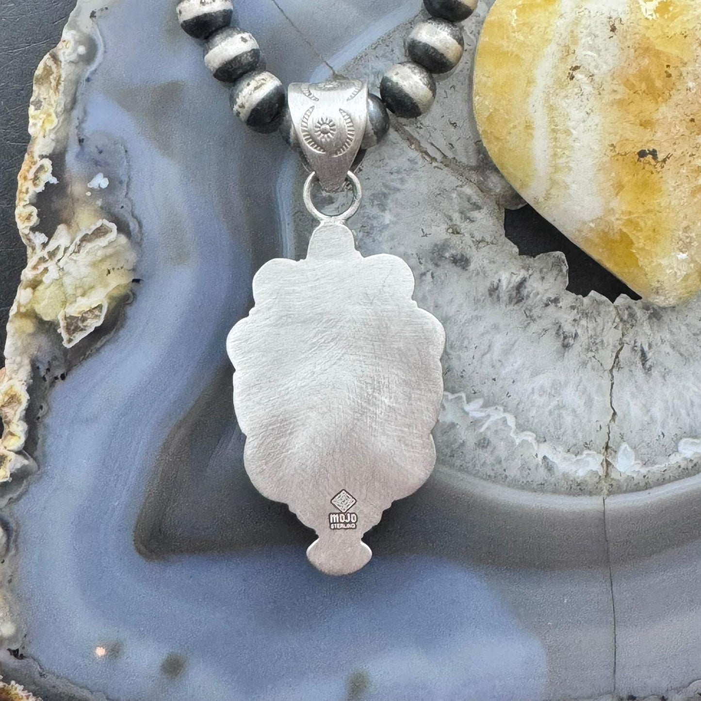 Sterling Silver Southwestern Style Elongated Oval River Jasper Pendant For Women