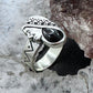 Carolyn Pollack Sterling Silver Onyx Maiden Profile Engraved Ring Size 6.75 For Women