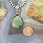 Vintage Sterling Silver Native American Green Turquoise Shepherd Hook Pendant