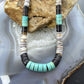 Vintage Native American Heishi and Turquoise & Onyx Beads 16" Necklace For Women
