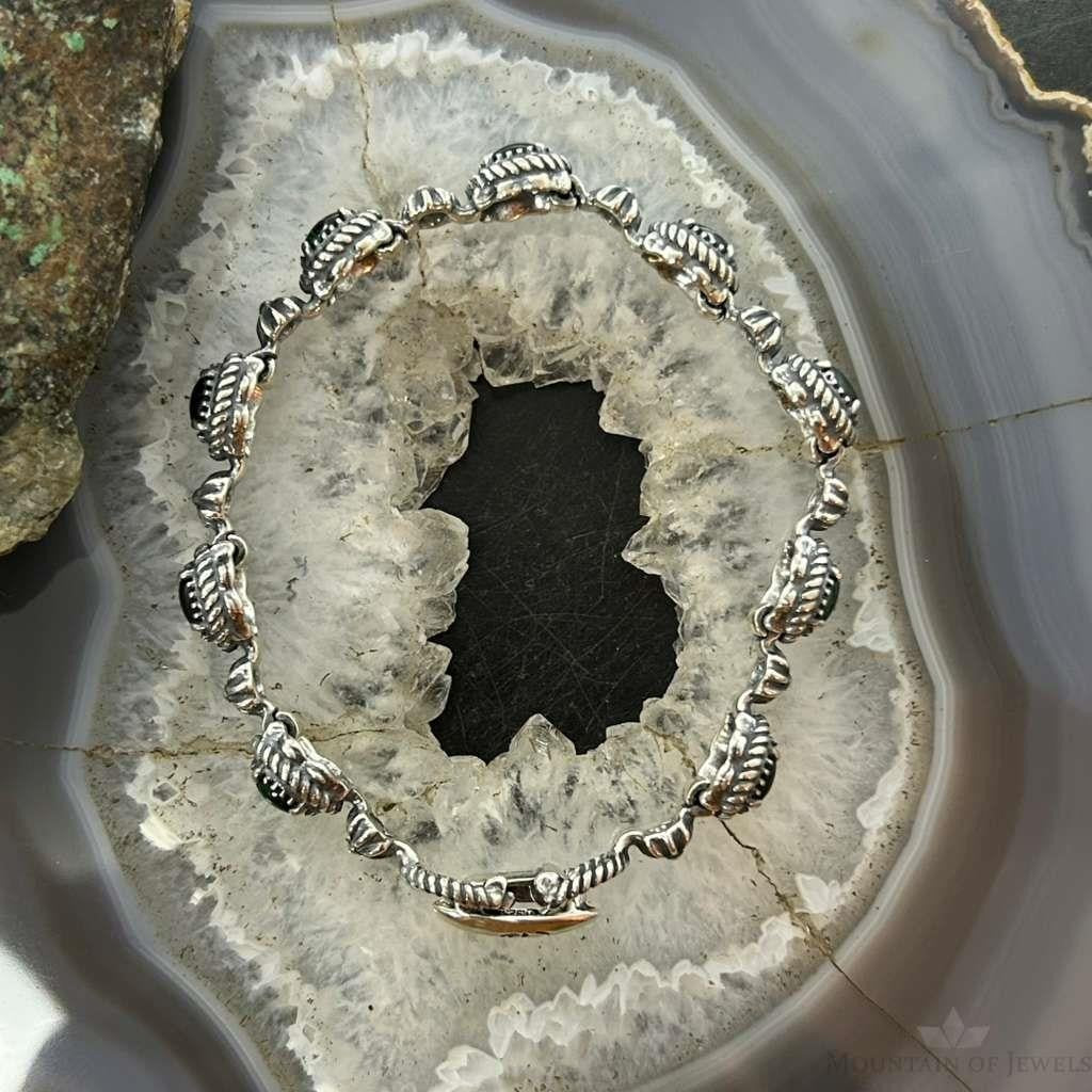 Carolyn Pollack Sterling Silver 9 Oval Malachite Link Bracelet For Women