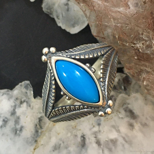 Carolyn Pollack Sterling Silver Marquise Sleeping Beauty Turquoise Ring For Women