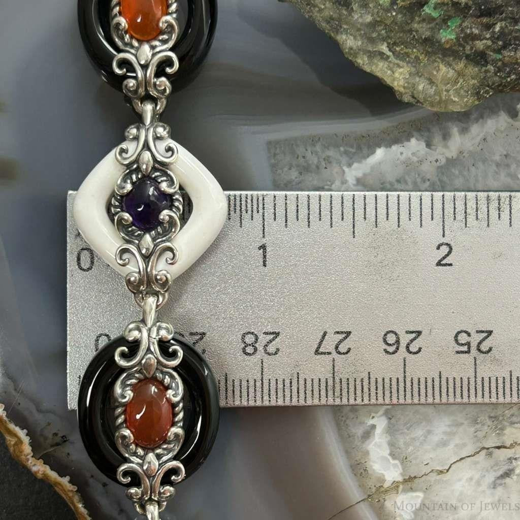 Carolyn Pollack Sterling Silver White & Black Agate Link Bracelet For Women