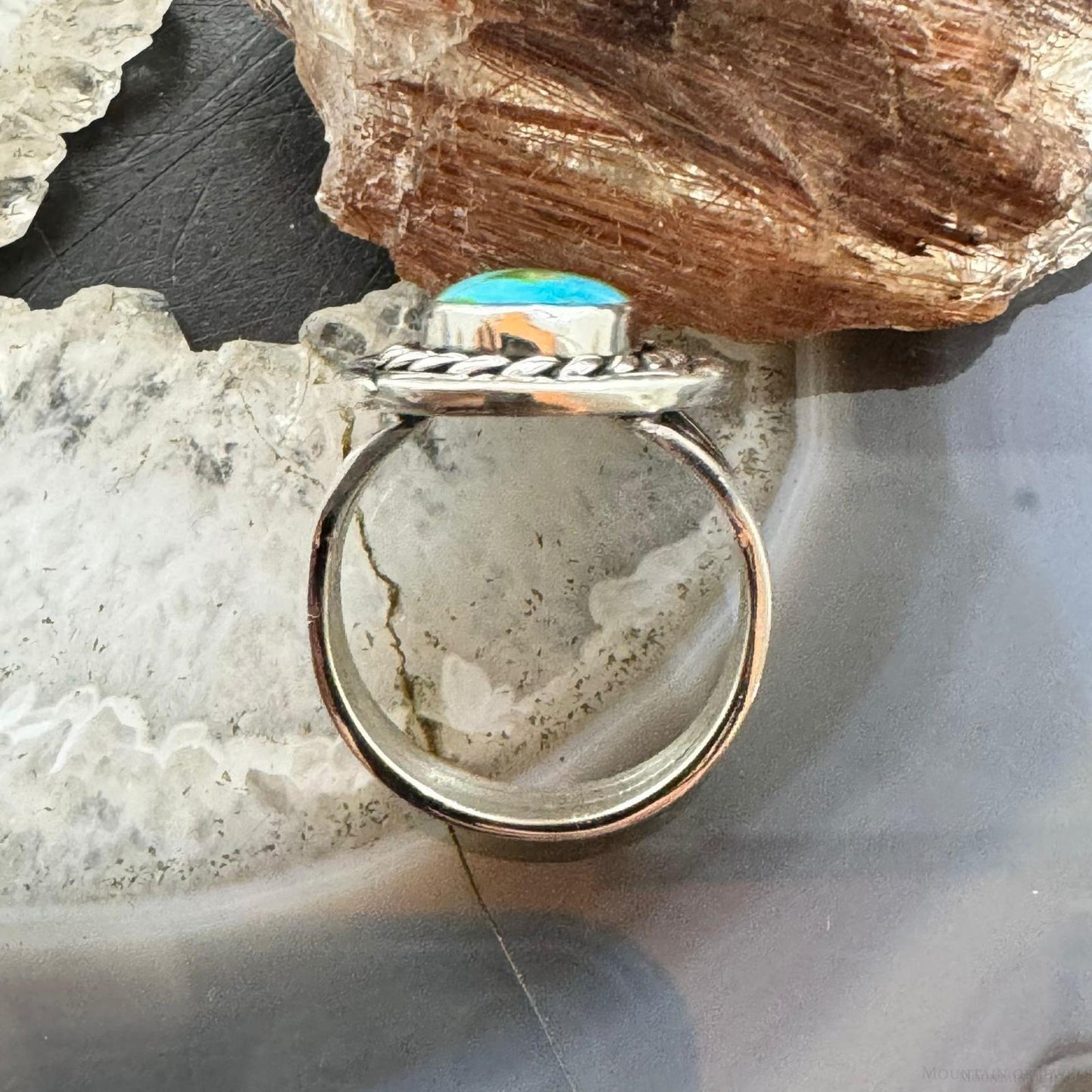 Native American Sterling Silver Sonora Gold Turquoise Ring Size 10 For Women