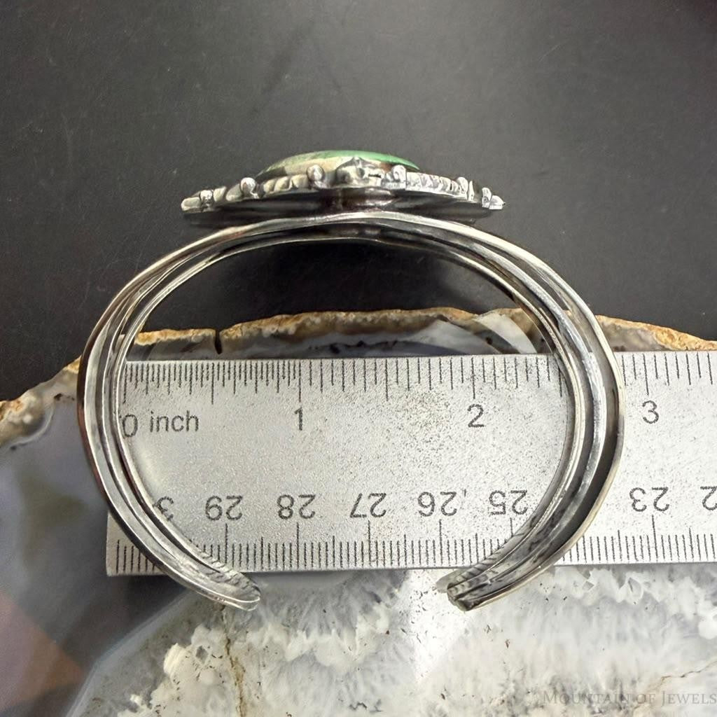Sterling Silver Southwestern Style Teardrop Variscite Bracelet For Women
